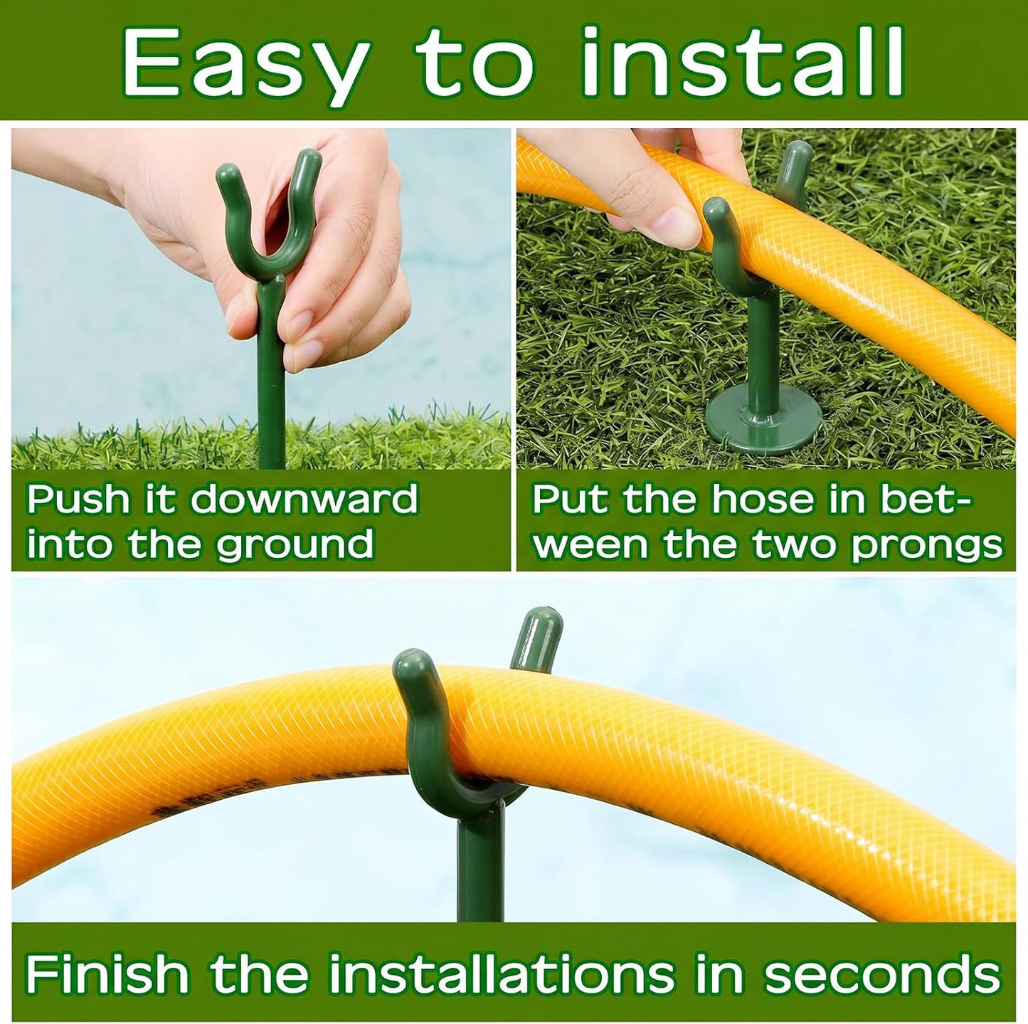 30 Pcs 3/4'' Garden Hose Guide Stakes for Yard Lawn, Black