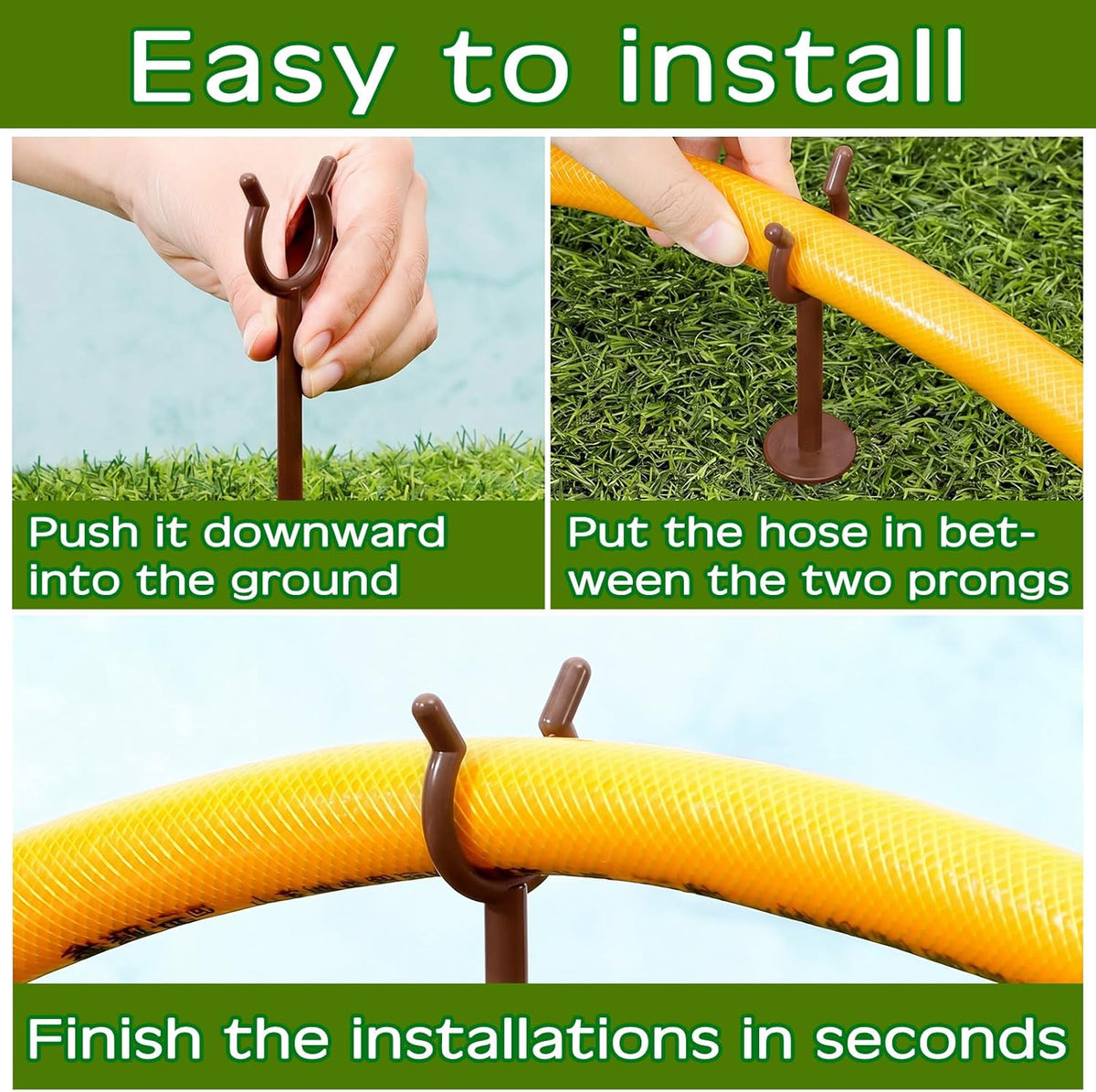 30 Pcs 3/4'' Garden Hose Guide Stakes for Yard Lawn, Black