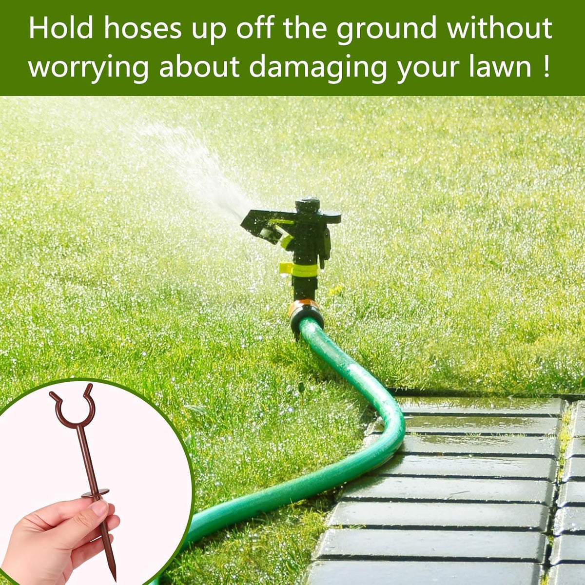 30 Pcs 3/4'' Garden Hose Guide Stakes for Yard Lawn, Black