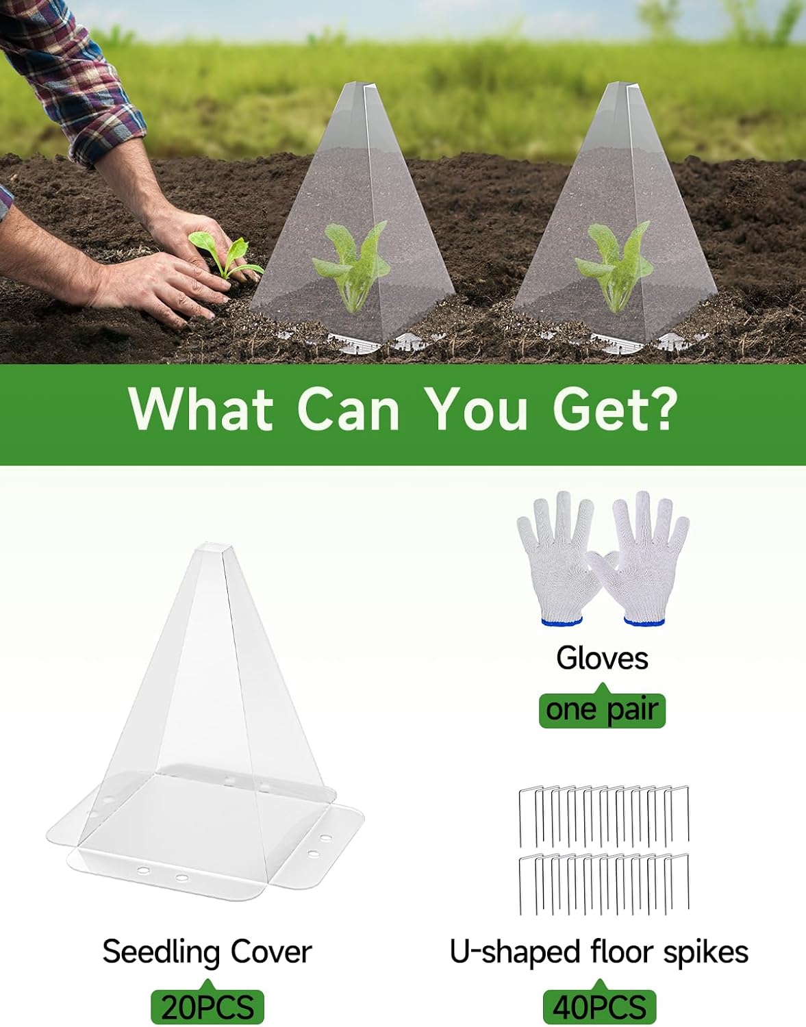 20 Pack Garden Cloches,Clear Reusable Plant Bell Covers,7.8"x11"
