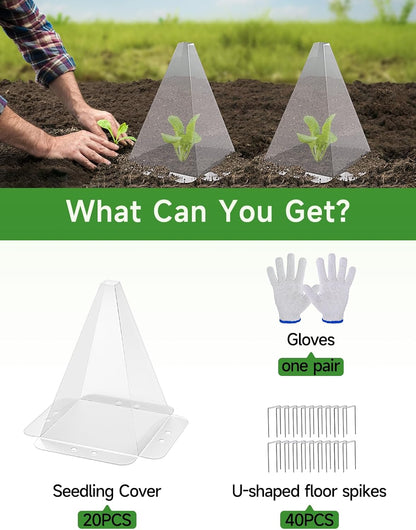 20 Pack Garden Cloches,Clear Reusable Plant Bell Covers,7.8"x11"