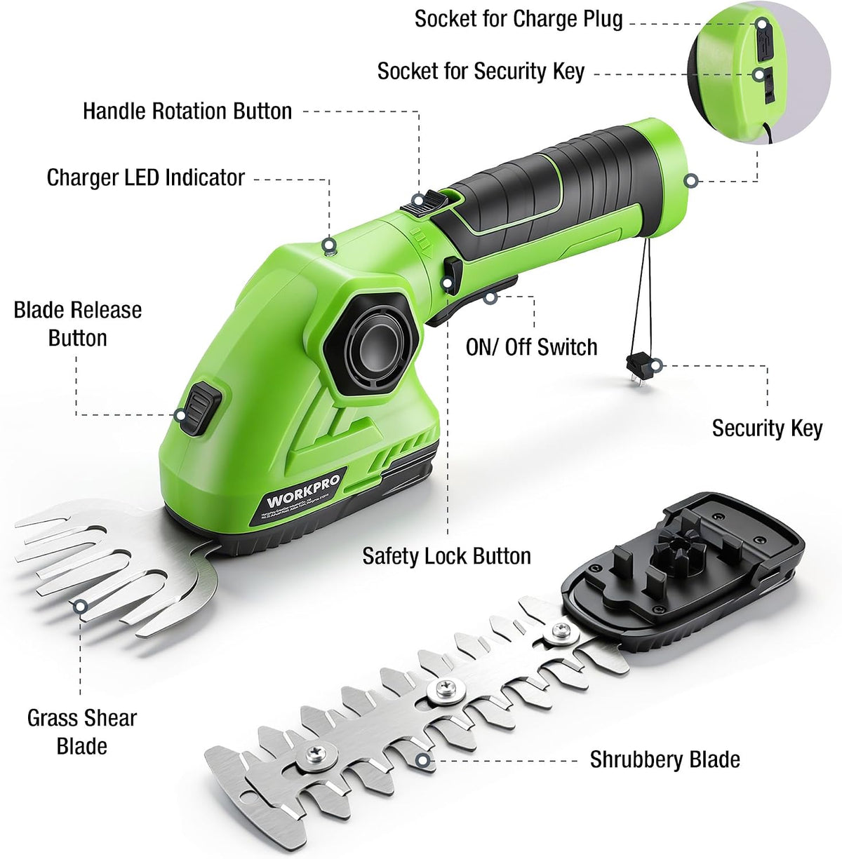 7.2V Cordless Grass Shear & Shrubbery Trimmer