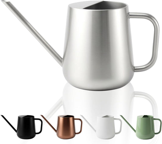 Watering Can for Indoor & Outdoor Plants, 35 oz/1000ml Watering Can with Metal Handle, Stainless Steel Garden Long Spout Watering Pot for Indoor House Plants Bonsai Flower Decorative