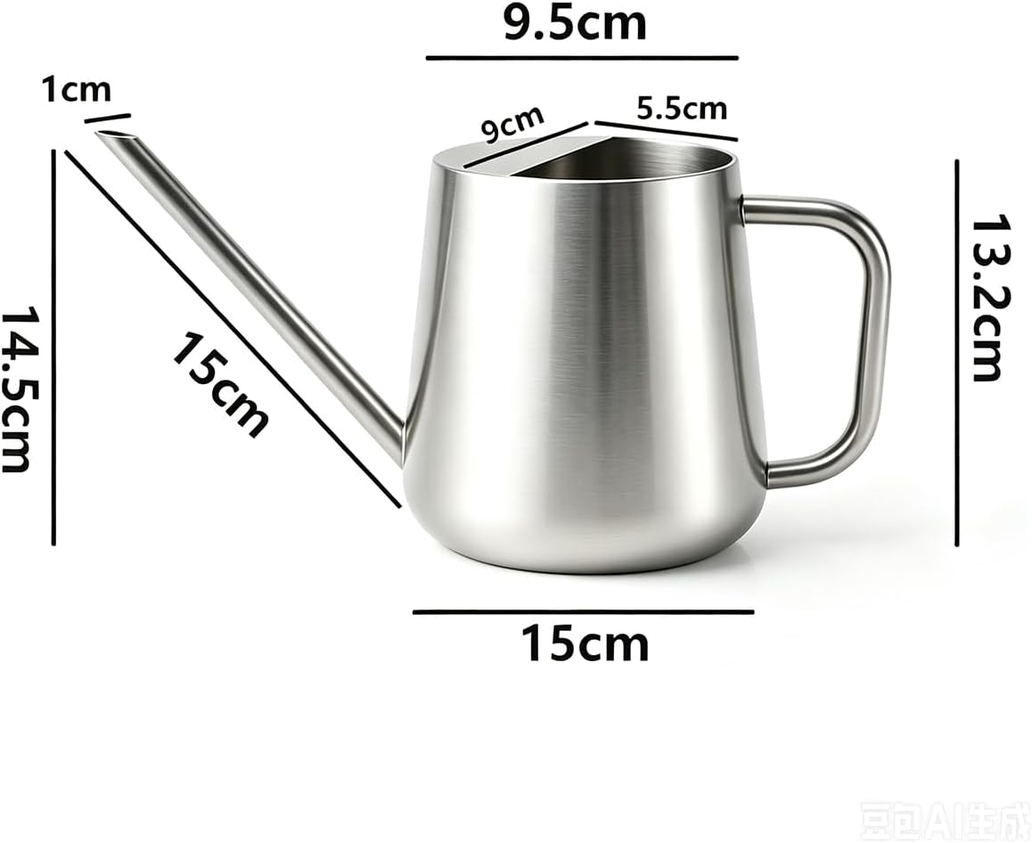 Watering Can for Indoor & Outdoor Plants, 35 oz/1000ml Watering Can with Metal Handle, Stainless Steel Garden Long Spout Watering Pot for Indoor House Plants Bonsai Flower Decorative