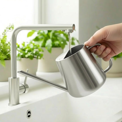 Watering Can for Indoor & Outdoor Plants, 35 oz/1000ml Watering Can with Metal Handle, Stainless Steel Garden Long Spout Watering Pot for Indoor House Plants Bonsai Flower Decorative