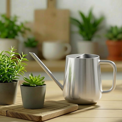 Watering Can for Indoor & Outdoor Plants, 35 oz/1000ml Watering Can with Metal Handle, Stainless Steel Garden Long Spout Watering Pot for Indoor House Plants Bonsai Flower Decorative