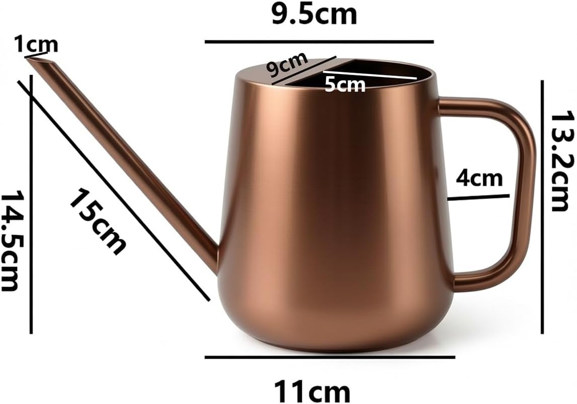 Watering Can for Indoor & Outdoor Plants, 35 oz/1000ml Watering Can with Metal Handle, Stainless Steel Garden Long Spout Watering Pot for Indoor House Plants Bonsai Flower Decorative