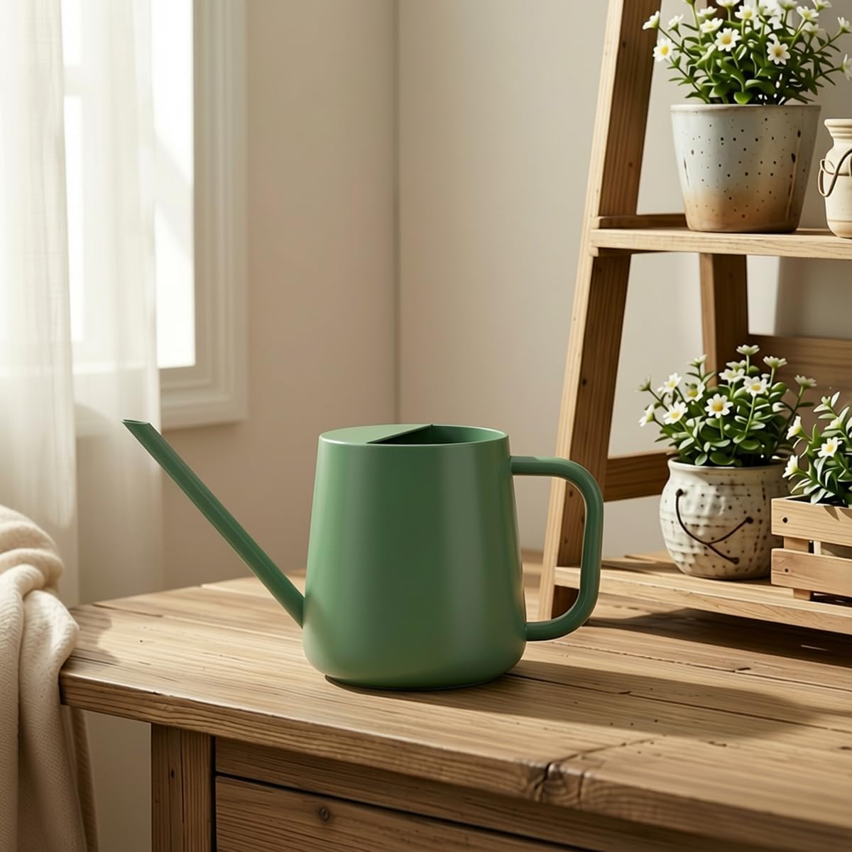 Watering Can for Indoor & Outdoor Plants, 35 oz/1000ml Watering Can with Metal Handle, Stainless Steel Garden Long Spout Watering Pot for Indoor House Plants Bonsai Flower Decorative