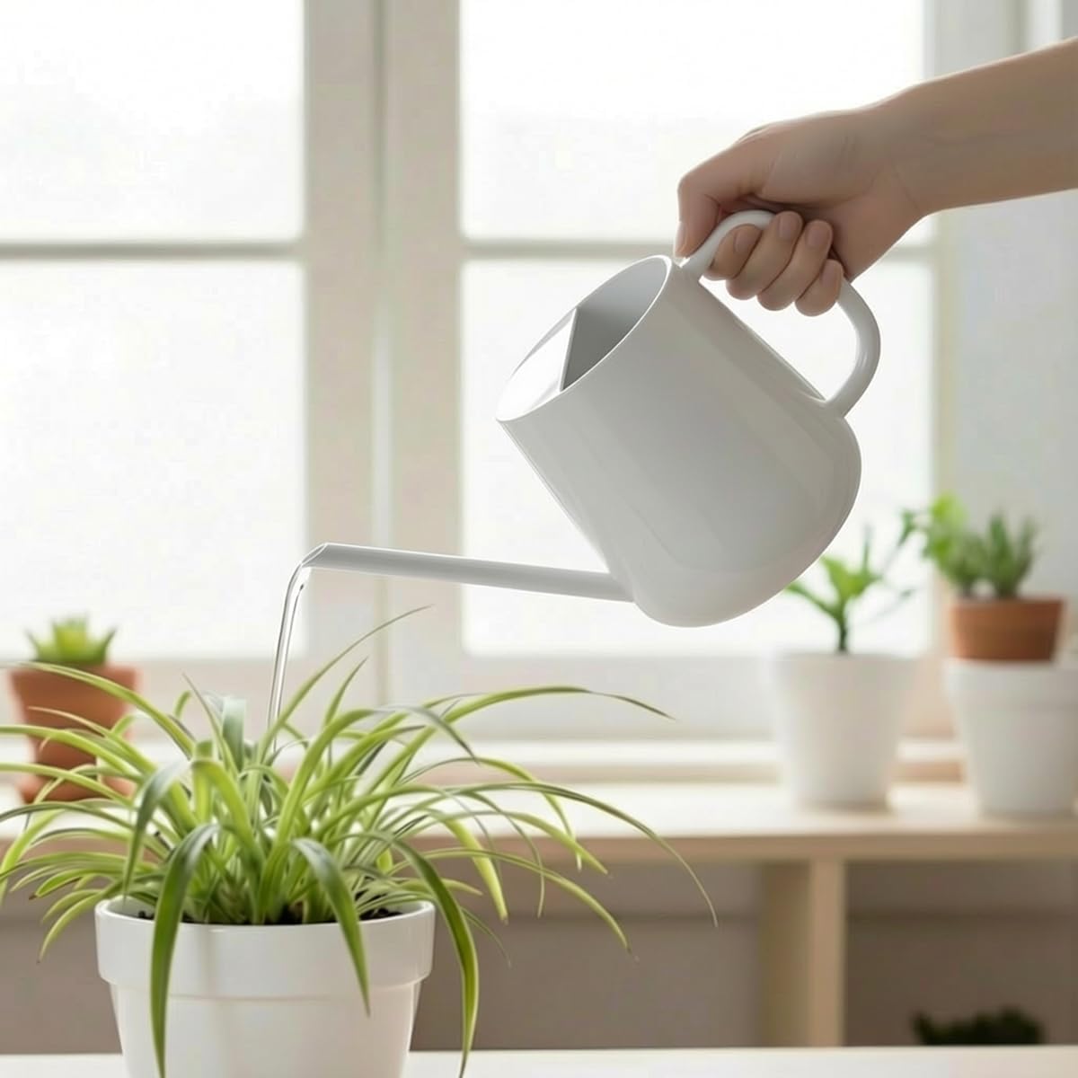 Watering Can for Indoor & Outdoor Plants, 35 oz/1000ml Watering Can with Metal Handle, Stainless Steel Garden Long Spout Watering Pot for Indoor House Plants Bonsai Flower Decorative