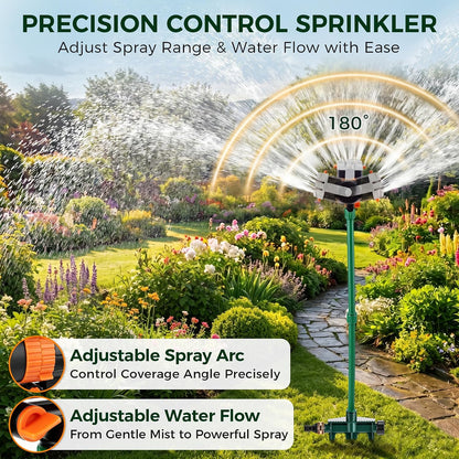 4 Way Adjustable Mini Turbo Oscillating Lawn Sprinkler(Triangular Base)