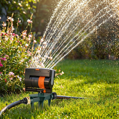 4 Way Adjustable Mini Turbo Oscillating Lawn Sprinkler(Triangular Base)