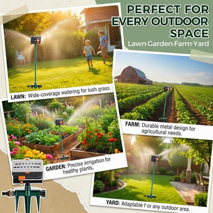 4 Way Adjustable Mini Turbo Oscillating Lawn Sprinkler(Triangular Base)