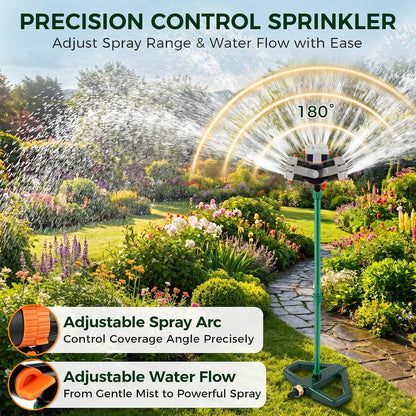 4 Way Adjustable Mini Turbo Oscillating Lawn Sprinkler(Triangular Base)