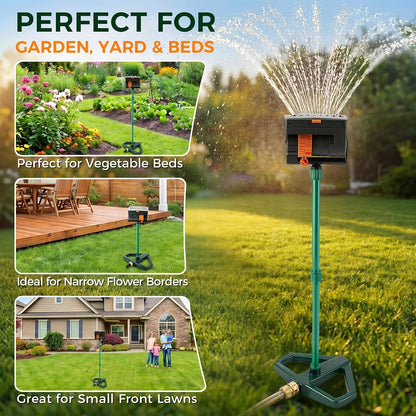 4 Way Adjustable Mini Turbo Oscillating Lawn Sprinkler(Triangular Base)