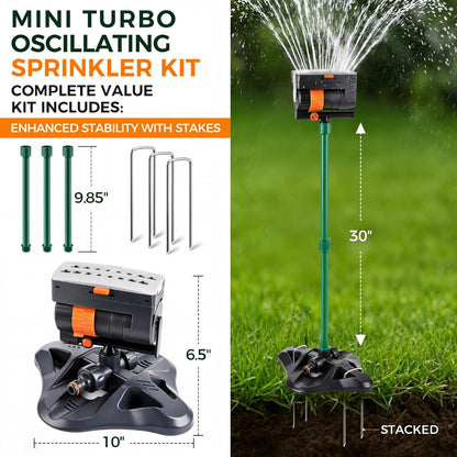 4 Way Adjustable Mini Turbo Oscillating Lawn Sprinkler(Triangular Base)