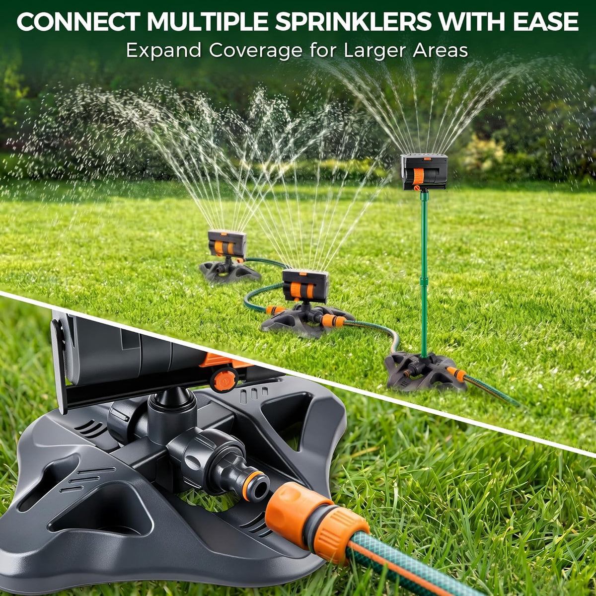4 Way Adjustable Mini Turbo Oscillating Lawn Sprinkler(Triangular Base)