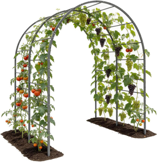 Anleolife 4x6FT Heavy Duty Double-Arch Garden Trellis for Climbing Plants