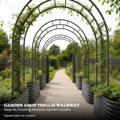 Anleolife 4x6FT Heavy Duty Double-Arch Garden Trellis for Climbing Plants
