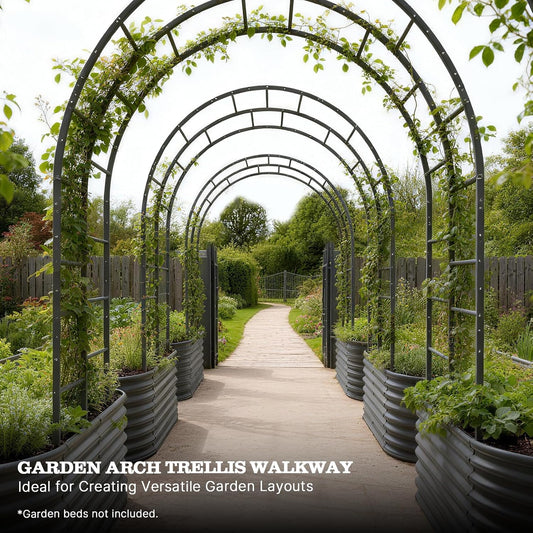 Anleolife 4x6FT Heavy Duty Double-Arch Garden Trellis for Climbing Plants