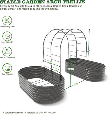Anleolife 4x6FT Heavy Duty Double-Arch Garden Trellis for Climbing Plants