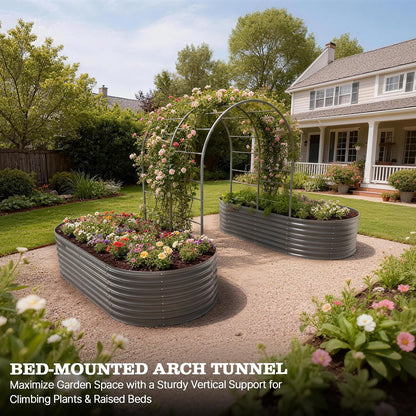 Anleolife 4x6FT Heavy Duty Double-Arch Garden Trellis for Climbing Plants