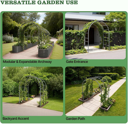 Anleolife 4x6FT Heavy Duty Double-Arch Garden Trellis for Climbing Plants