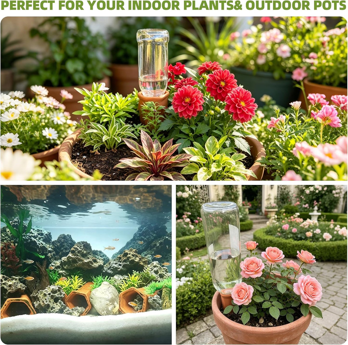10 Pack Terracotta Watering Spikes, Plant Watering Devices