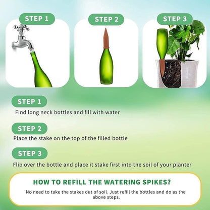 10 Pack Terracotta Watering Spikes, Plant Watering Devices