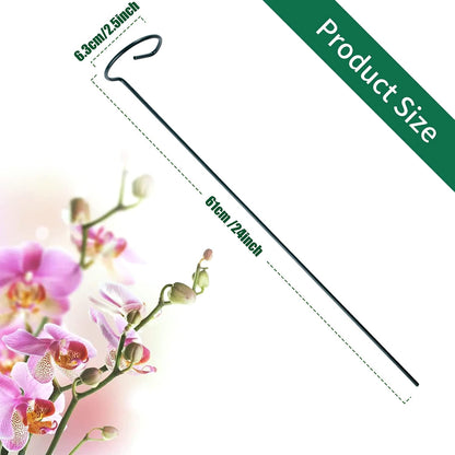 12 Pack Plant Support Stakes with 24 Pcs Plant Clips, Garden Single Stem Support Stake, Plant Cage Support Ring for Indoor Outdoor Flowers Rose Amaryllis Tomatoes Peony Lily Orchid (16 Inch)