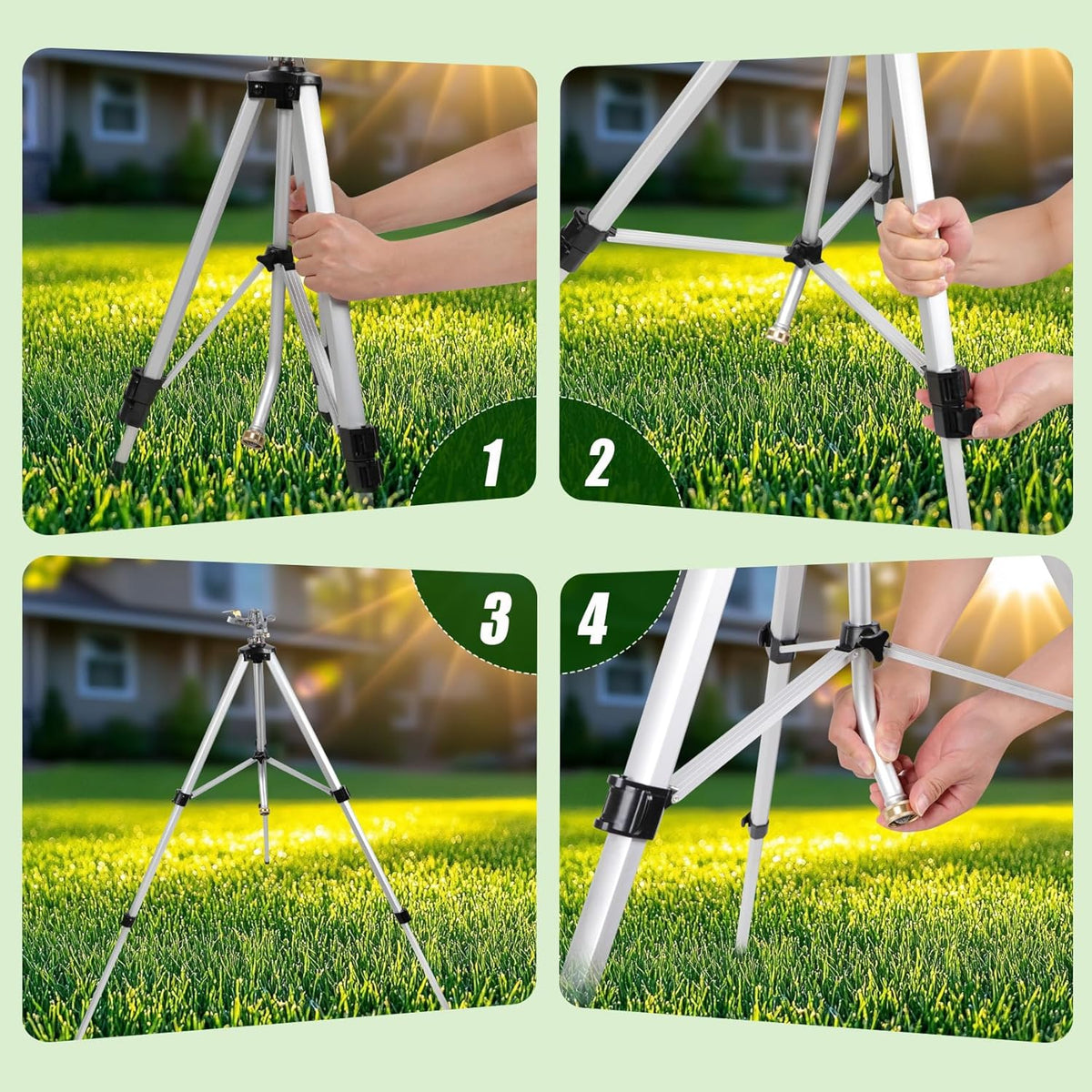 50" Brass Impact Sprinkler on Tripod Base 2pcs,Heavy Duty Tripod Sprinkler