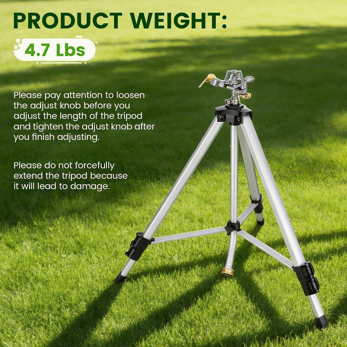 50" Brass Impact Sprinkler on Tripod Base 2pcs,Heavy Duty Tripod Sprinkler