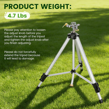 50" Brass Impact Sprinkler on Tripod Base 2pcs,Heavy Duty Tripod Sprinkler