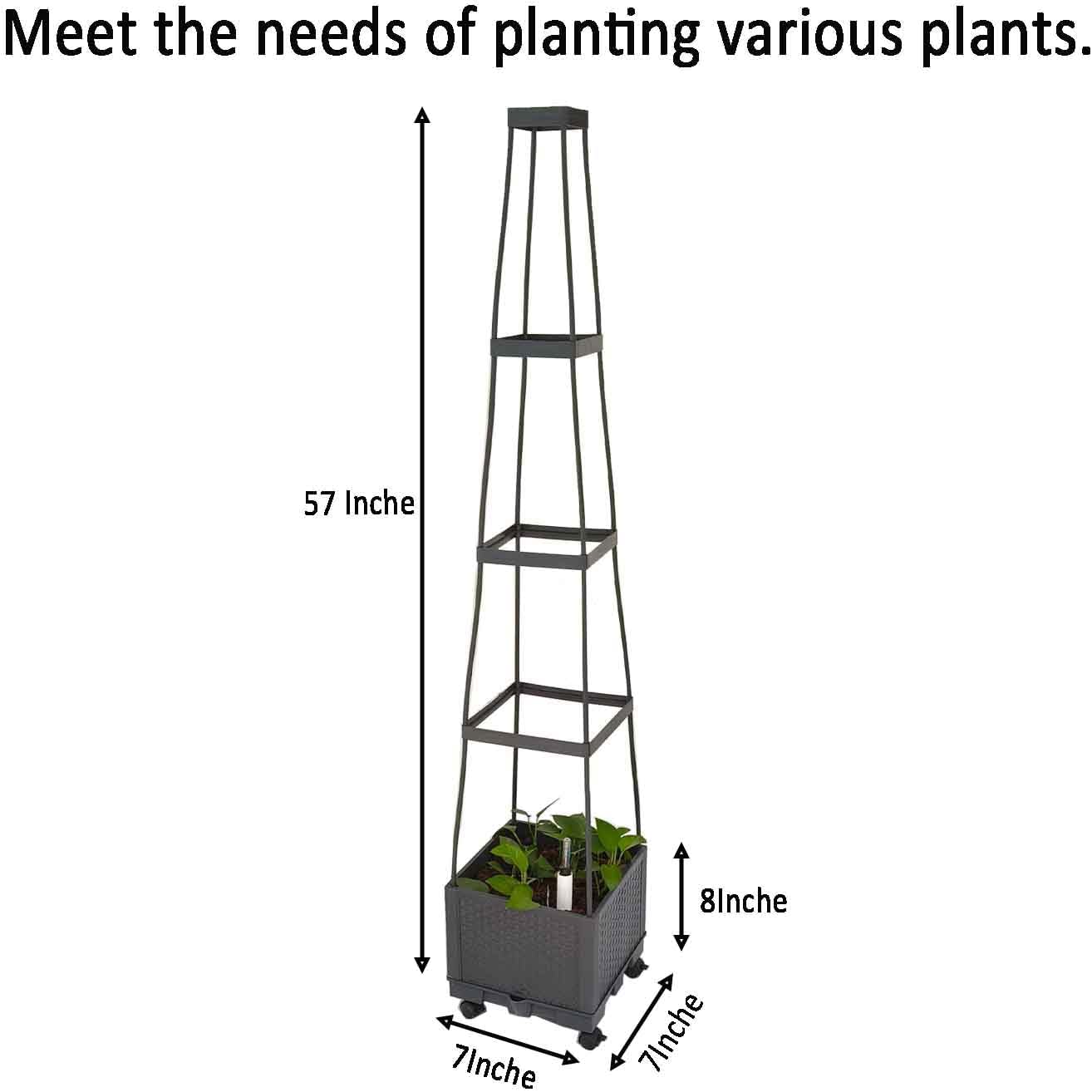 Movable Raised Garden Bed Tomato Planter Box with Trellis and Universal Wheel Self-Watering Garden Beds Outdoor for Vegetables 2-Pack