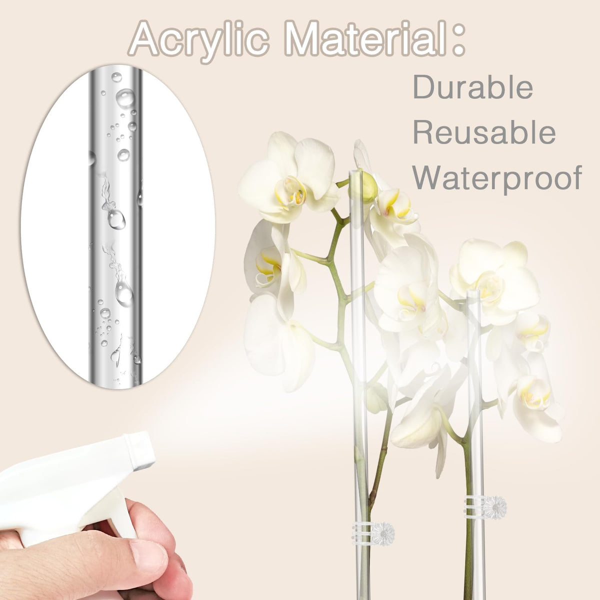 18IN Plant Stakes, Plant Sticks 20PCS Acrylic Clear Plant Support Stakes