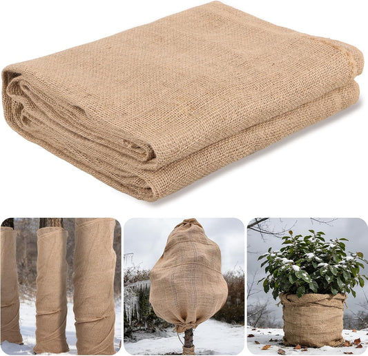 39.4 Inch x 49.2 Ft Natural Jute Burlap Fabric Roll, Large Burlap Fabric Tree Trunk Protector Winter Frost Plant Blanket for Seed Cover, Weed Barrier Fabric,Trees Shrubs Plants Frost Protection