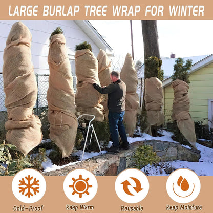 39.4 Inch x 49.2 Ft Natural Jute Burlap Fabric Roll, Large Burlap Fabric Tree Trunk Protector Winter Frost Plant Blanket for Seed Cover, Weed Barrier Fabric,Trees Shrubs Plants Frost Protection