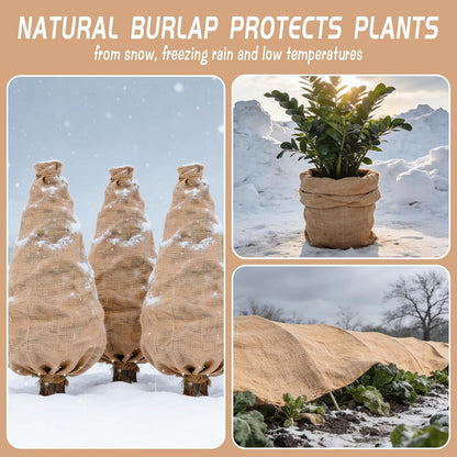 39.4 Inch x 49.2 Ft Natural Jute Burlap Fabric Roll, Large Burlap Fabric Tree Trunk Protector Winter Frost Plant Blanket for Seed Cover, Weed Barrier Fabric,Trees Shrubs Plants Frost Protection