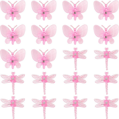 20pcs Butterfly Plant Orchid Clips,Garden Transparent Plant Support Clip for Orchid Support Fixed Vine(Pink)