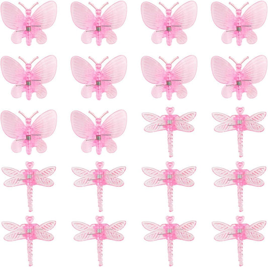 20pcs Butterfly Plant Orchid Clips,Garden Transparent Plant Support Clip for Orchid Support Fixed Vine(Pink)
