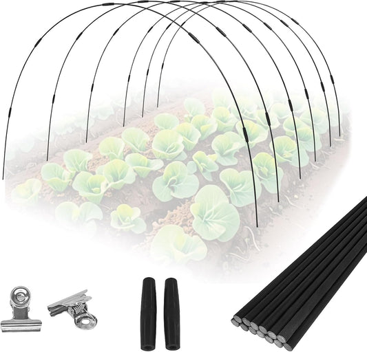 36 Rods Garden Hoops Kit for Raised Beds, 6 Sets 8FT Fiberglass Grow Tunnel