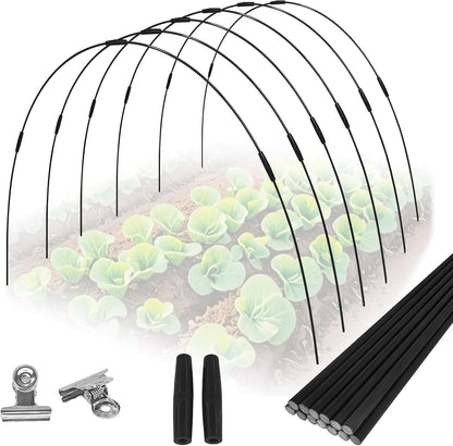 36 Rods Garden Hoops Kit for Raised Beds, 6 Sets 8FT Fiberglass Grow Tunnel
