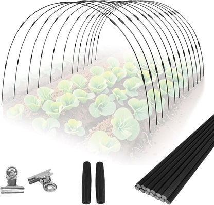 36 Rods Garden Hoops Kit for Raised Beds, 6 Sets 8FT Fiberglass Grow Tunnel