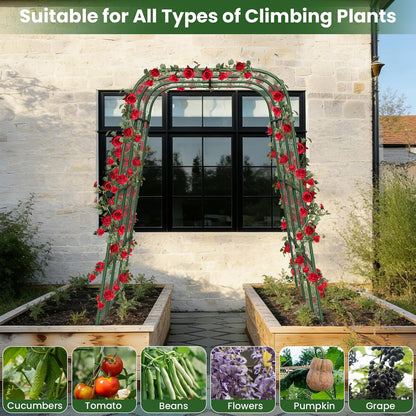 Cucumber Trellis for Raised Bed, 63"x47.2" U-Shape Garden Trellis for Climbing Plants Outdoor with Climbing Net, Metal Arch Plant Support for Cucumbers Tomatoes Peas Beans