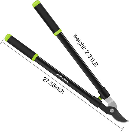 28" Garden Bypass Lopper with Steel Blade, Tree Trimmer Branch Cutter for 1.5’’ Cutting Capacity