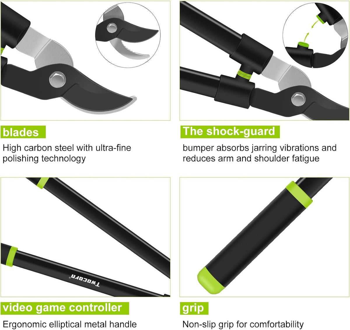 28" Garden Bypass Lopper with Steel Blade, Tree Trimmer Branch Cutter for 1.5’’ Cutting Capacity