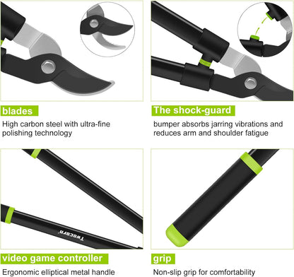 28" Garden Bypass Lopper with Steel Blade, Tree Trimmer Branch Cutter for 1.5’’ Cutting Capacity