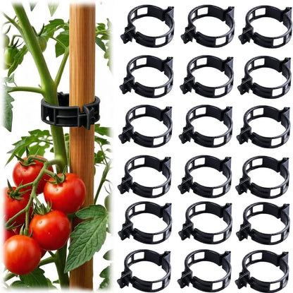 100pcs Black Plant Support Clips - Tomato Clips for String Trellis, Grape Vine Clips for Garden Netting Climbing Plants, Secured Plastic Plant Clip for Fixing Stem and Vine (100, Black)