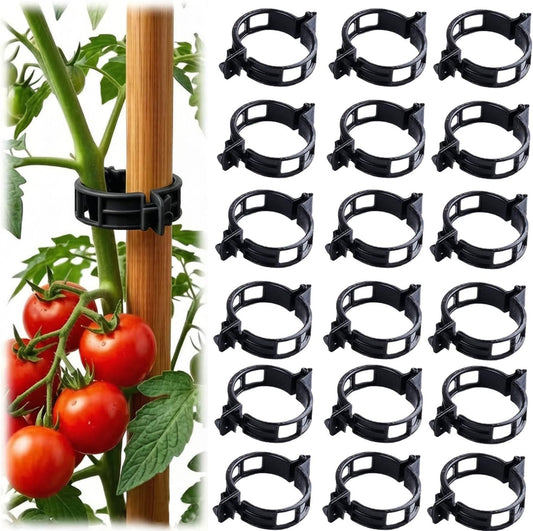 100pcs Black Plant Support Clips - Tomato Clips for String Trellis, Grape Vine Clips for Garden Netting Climbing Plants, Secured Plastic Plant Clip for Fixing Stem and Vine (100, Black)