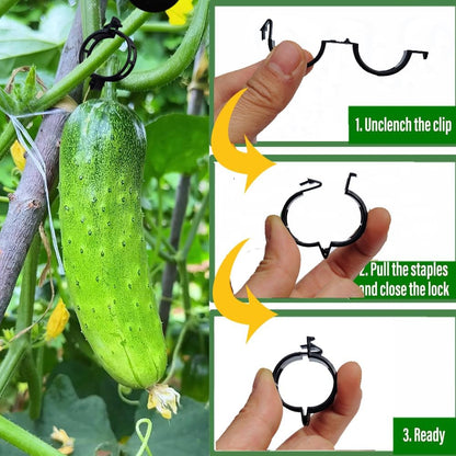 100pcs Black Plant Support Clips - Tomato Clips for String Trellis, Grape Vine Clips for Garden Netting Climbing Plants, Secured Plastic Plant Clip for Fixing Stem and Vine (100, Black)
