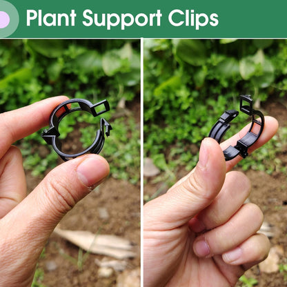 100pcs Black Plant Support Clips - Tomato Clips for String Trellis, Grape Vine Clips for Garden Netting Climbing Plants, Secured Plastic Plant Clip for Fixing Stem and Vine (100, Black)